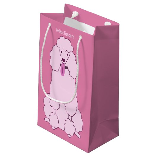 Petit Sac Cadeau Nom personnalisé Poodle rose (Dos Angle)