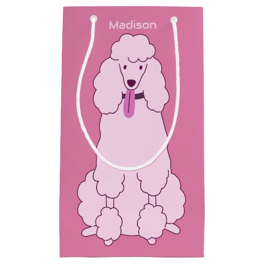 Petit Sac Cadeau Nom personnalisé Poodle rose (Devant)