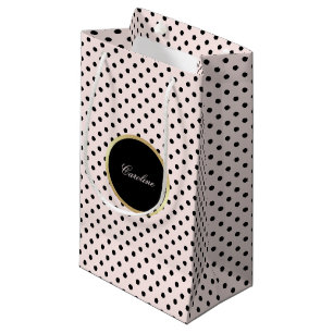 Petit Sac Cadeau Nom personnalisé rose pâle Motif de point de la