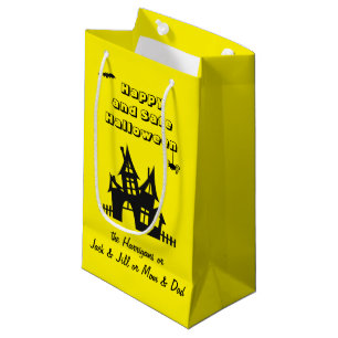 Petit Sac Cadeau Noms sur Haunted House Halloween Jaune