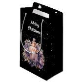 Petit Sac Cadeau Nostalgique et luxueux Joyeux Noël (Devant Angle)