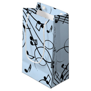 Petit Sac Cadeau Notes de musique fantaisie Bleu