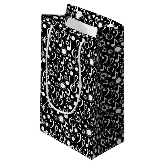 Petit Sac Cadeau Notes musicales et Clefs (Devant Angle)
