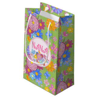 Petit Sac Cadeau Nous vous aimons Nana fleurs sauvages BOHO Personn