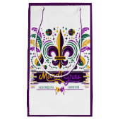 Petit Sac Cadeau Nouvelle-Orléans Mardi Gras jaune violet vert (Devant)