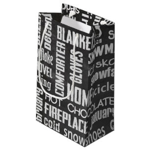 Petit Sac Cadeau nuage de mots d'hiver sur le tableau de bord