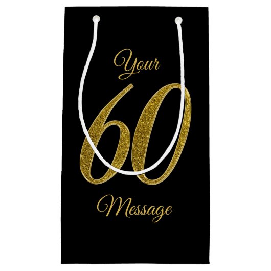 Petit Sac Cadeau Numéro 60 Style de Parties scintillant Gold (Devant)