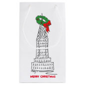 Petit Sac Cadeau NYC Skyscraper Wreath Joyeux Noël New York (Dos)