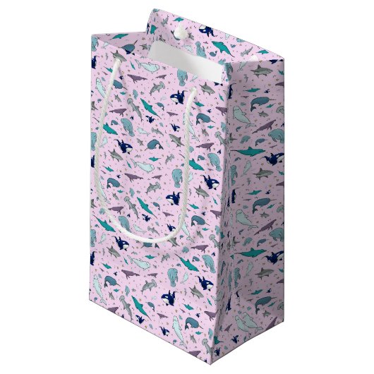 Petit Sac Cadeau Océan en rose (Devant Angle)