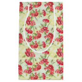 Petit Sac Cadeau Oeillets rouges sur le vert avec des papillons (Devant)