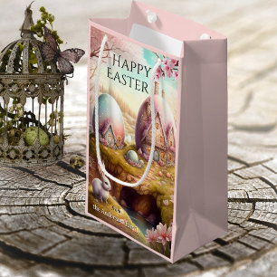 Petit Sac Cadeau Oeufs d'Imaginaire artistique doux et lapin de Pâq