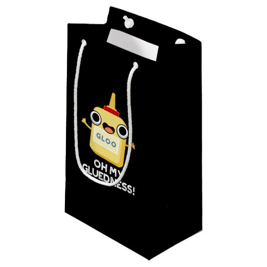 Petit Sac Cadeau Oh My Gluiness Funky Super Glue Pun Dark BG (Devant Angle)