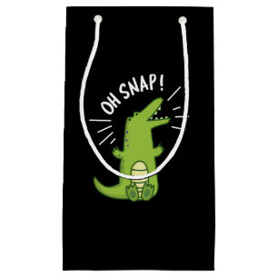 Petit Sac Cadeau Oh Snap Funny Snapping Crocodile Pun Dark BG