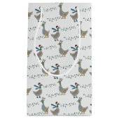 Petit Sac Cadeau Oie de Noël en blanc (Devant)