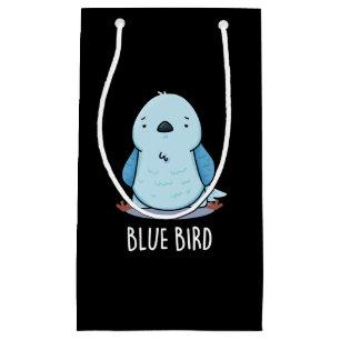 Petit Sac Cadeau Oiseau Bleu Animal Drôle Pun Fond Sombre