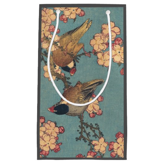 Petit Sac Cadeau Oiseaux Fleurs Hokusai Art Japonais (Devant)
