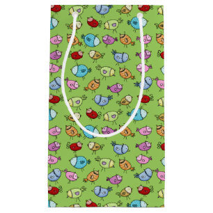 Petit Sac Cadeau Oiseaux lunaires colorés