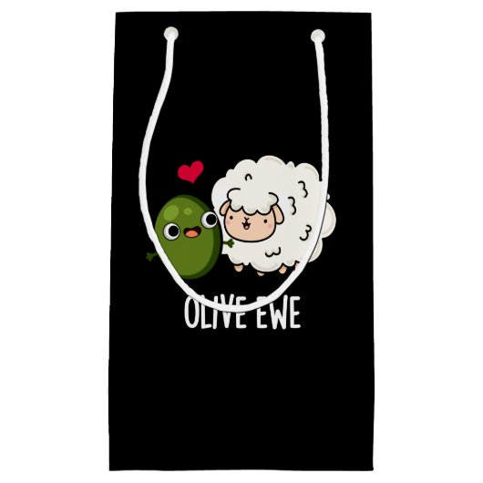 Petit Sac Cadeau Olive Ewe drôle Amour Pun Dark BG (Devant)