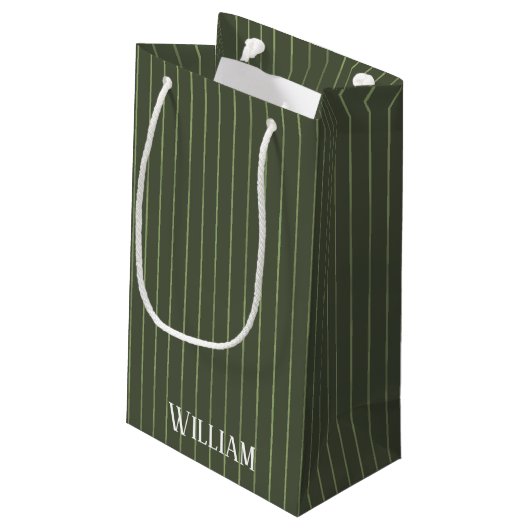 Petit Sac Cadeau Olive Pinstripes (Dos Angle)