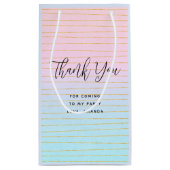 Petit Sac Cadeau Ombre bleu rose avec Merci Gold Lines (Dos)