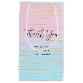Petit Sac Cadeau Ombre bleu rose avec Merci Gold Lines (Devant)