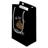 Petit Sac Cadeau On A Le Poo-wer Drôle Poop Pun Dark BG (Devant Angle)