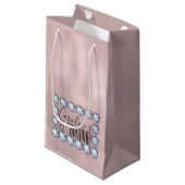 Petit Sac Cadeau Or Rose de luxe Anniversaire Verre Texture (Devant Angle)