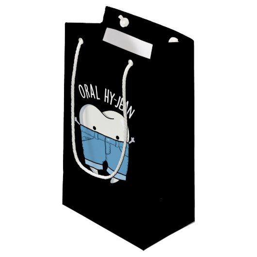 Petit Sac Cadeau Oral Hy-jean Funny Tooth Pun Dark BG (Devant Angle)