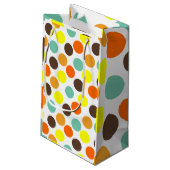 Petit Sac Cadeau Orange, Jaune, Brown, Points Bleus (Dos Angle)