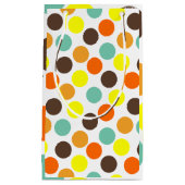 Petit Sac Cadeau Orange, Jaune, Brown, Points Bleus (Devant)