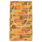 Petit Sac Cadeau Orange, Or, Rectangles Brown et cercles (Devant)