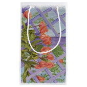 PETIT SAC CADEAU ORANGE TULIPS AVEC SAC-CADEAU EN PURPLE LATTICE (Devant)