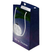 Petit Sac Cadeau Ornement De Noël Lune Sur Palmier (Devant Angle)