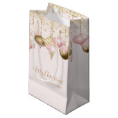 Petit Sac Cadeau Ornement de Parties scintillant en or rose (Devant Angle)
