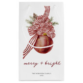 Petit Sac Cadeau Ornement rayé Noël Fête Joyeux brillant (Dos)