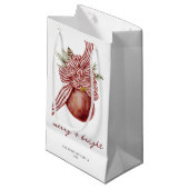 Petit Sac Cadeau Ornement rayé Noël Fête Joyeux brillant (Devant Angle)