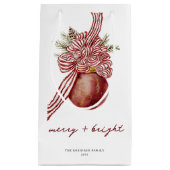 Petit Sac Cadeau Ornement rayé Noël Fête Joyeux brillant (Devant)