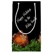 Petit Sac Cadeau Ornements de Noël en noir (Devant)