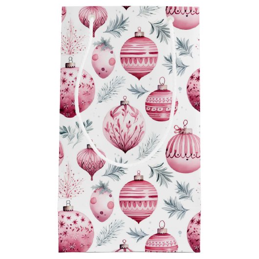 Petit Sac Cadeau Ornements roses (Devant)