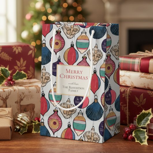 Petit Sac Cadeau Ornements rustiques gris clair Xmas