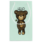 Petit Sac Cadeau Ours Brown mignon tenant une Fleur Jaune (Dos)