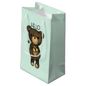 Petit Sac Cadeau Ours Brown mignon tenant une Fleur Jaune (Dos Angle)