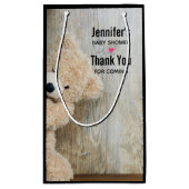 Petit Sac Cadeau Ours Cute Stuffé Mur Rustique En Bois (Dos)