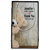 Petit Sac Cadeau Ours Cute Stuffé Mur Rustique En Bois (Devant)