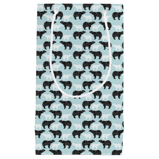 Petit Sac Cadeau Ours de la forêt d'hiver blanc (Devant)