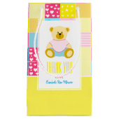 Petit Sac Cadeau Ours d'or à patchwork, Baby shower Merci Favoriser (Devant)