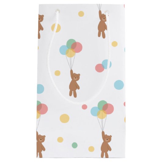 Petit Sac Cadeau Ours en peluche avec ballons  (Devant)