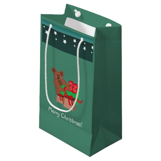 Petit Sac Cadeau Ours en peluche avec cadeaux de Noël (Devant Angle)
