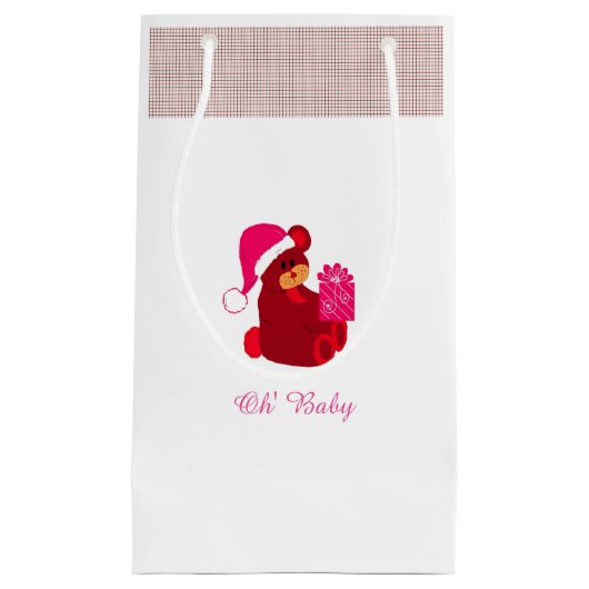 Petit Sac Cadeau Ours en peluche doux avec présent (Devant)