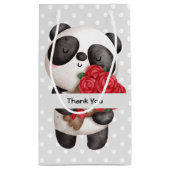 Petit Sac Cadeau Ours Panda mignonne avec Merci Bouquet Rose (Dos)